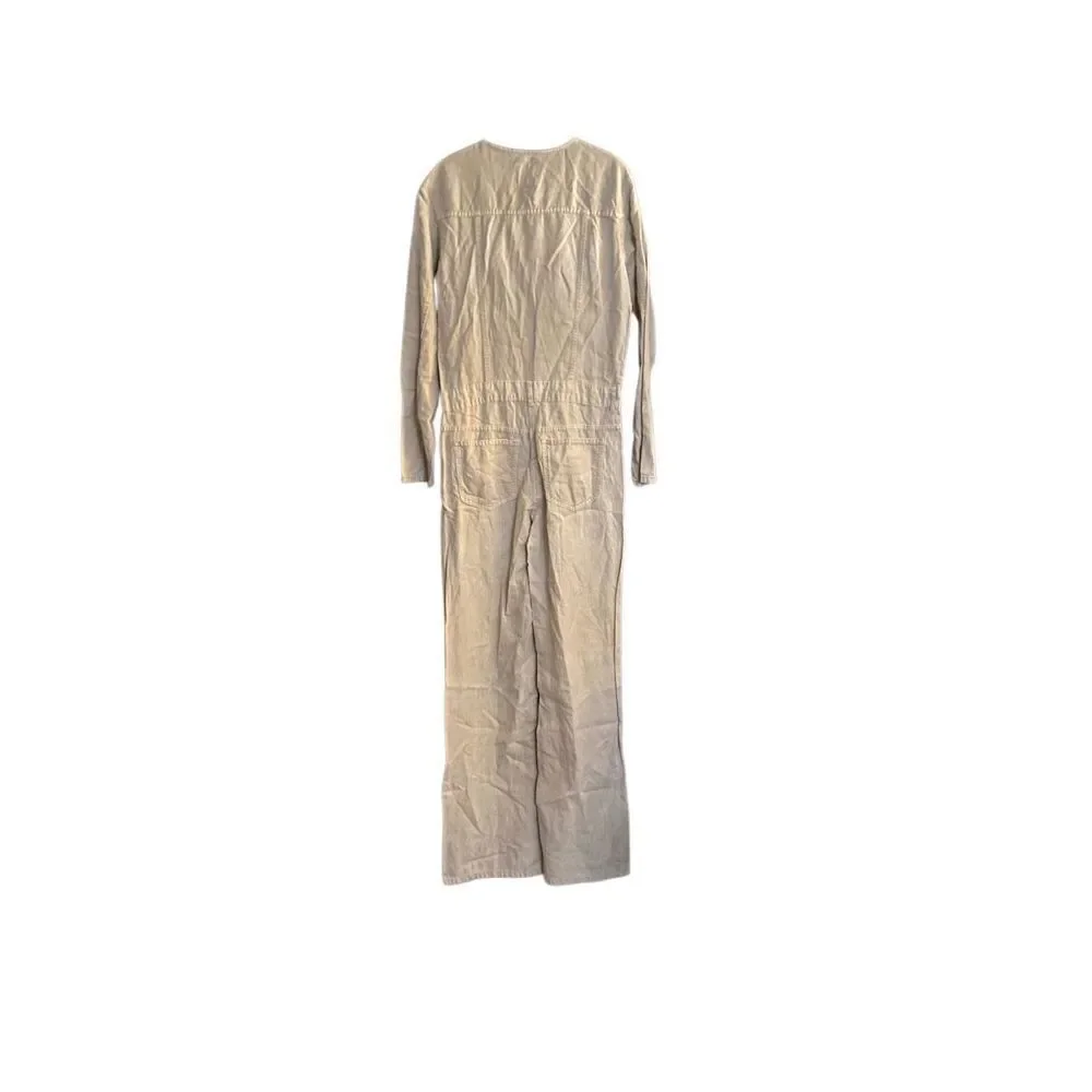 Zara NWOT women’s jumpsuit, beige linen blend coveralls size small